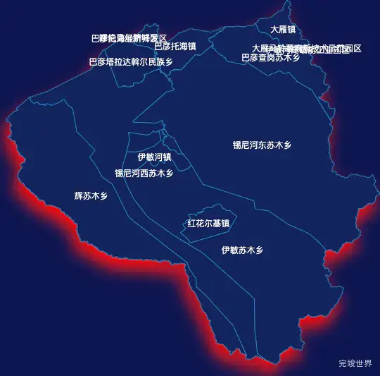 echarts呼伦贝尔市鄂温克族自治旗geoJson地图阴影